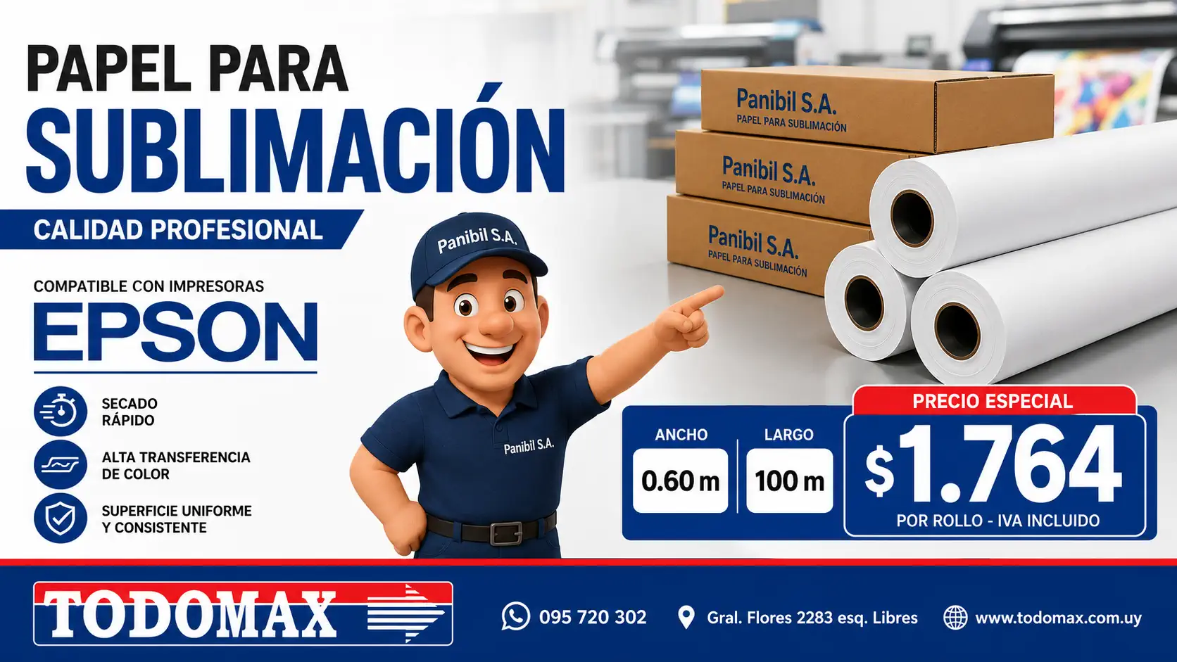 Papel para sublimación en rollo a $1.764 en Todomax
